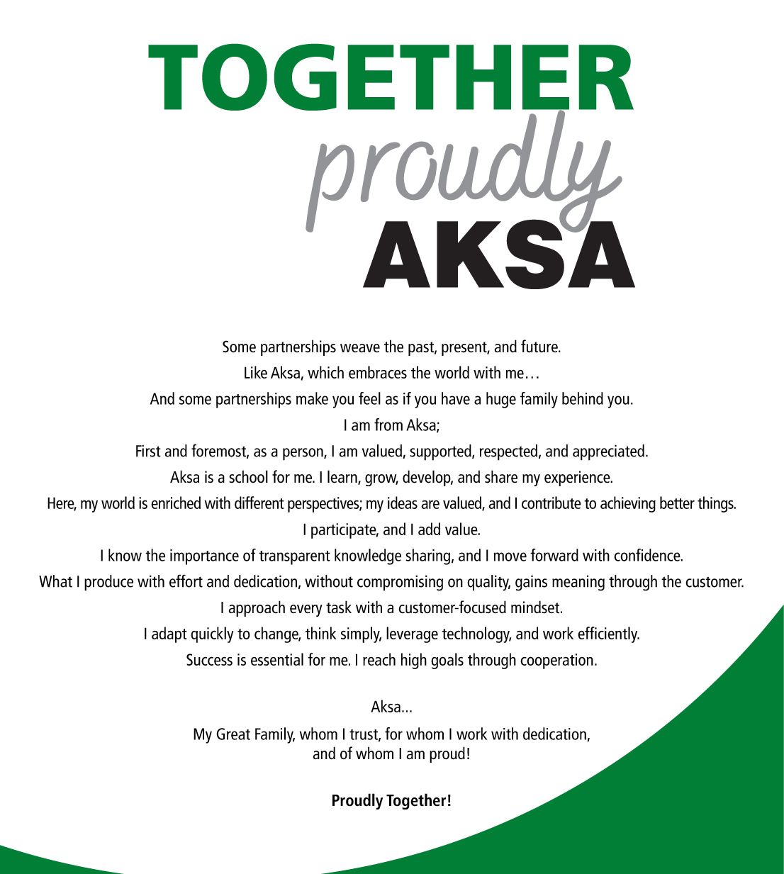 Proudly Together at Aksa